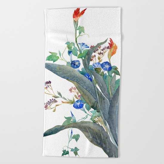 Feng shui flowers Beach Towel