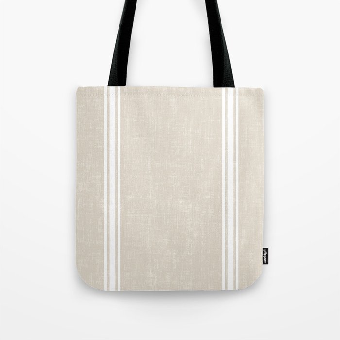vehicle Constitution happiness Vintage Country French Grainsack White Stripes Against Bone Color  Background Tote Bag by Mod Shop Around The Corner | Society6