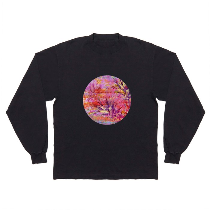 Tropical Pineapple pink abstract illustration art Long Sleeve T Shirt