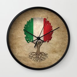 Vintage Tree of Life with Flag of Italy Wall Clock | Italianflagtree, Roots, Italiantree, Treeoflife, Treeoflifegraphic, Tree, Rustictree, Italiantreeoflife, Vintage, Political 