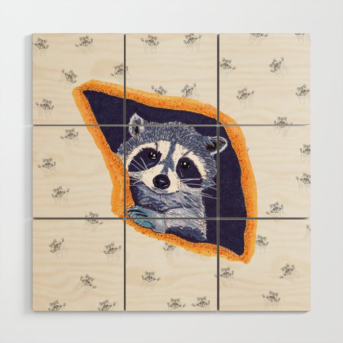 Peeking Raccoons #2 White Pallet - Wood Wall Art