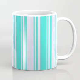 [ Thumbnail: Lavender & Turquoise Colored Pattern of Stripes Coffee Mug ]