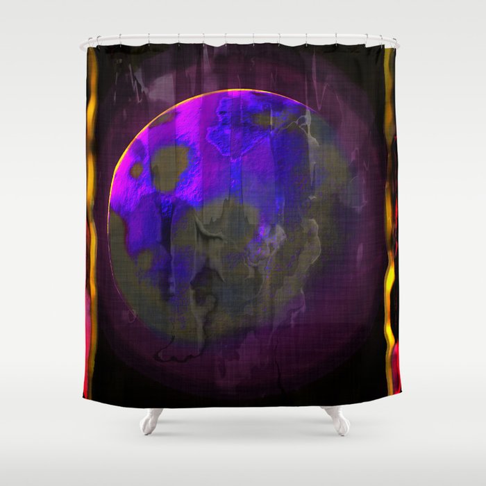 Purple Planet in Frame Shower Curtain
