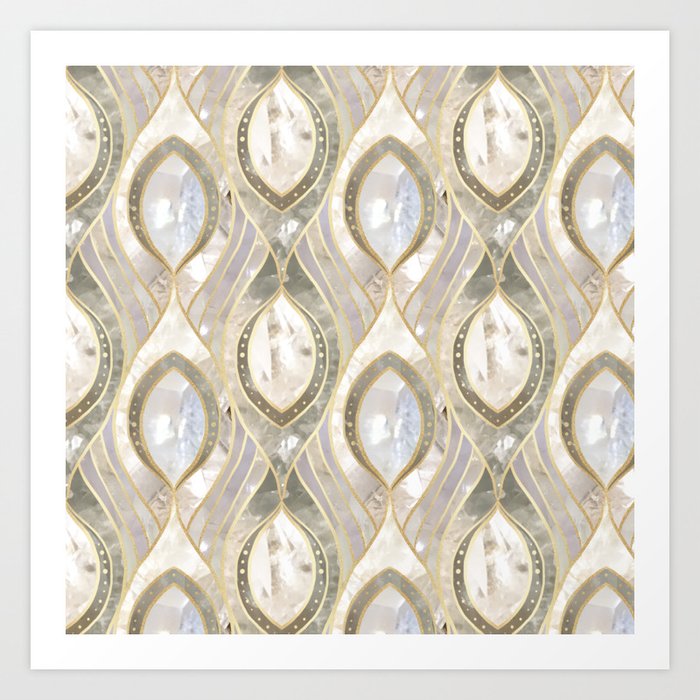 White Quartz & Gold Elegant Pattern Art Print