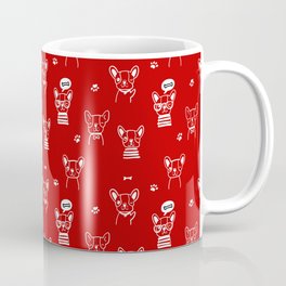 Red and White Hand Drawn Dog Puppy Pattern Mug