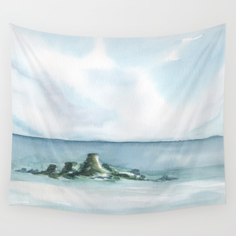 2019 Watercolor Sea Scape Series 003 Watercolor Painting Wall