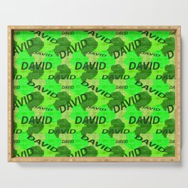 David pattern in green colors and watercolor texture Serving Tray