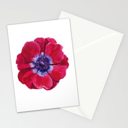 Red Anemone & Maximal Floral Pattern Stationery Card