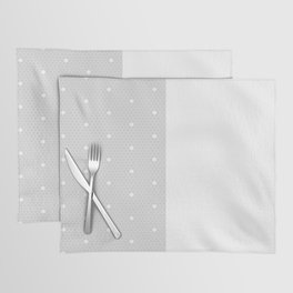 White Polka Dots Lace Vertical Split on Silver Grey Placemat