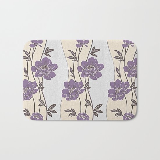 Purple Flower Garland Bath Mat