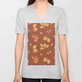 Almonds  Pattern Brown Background V Neck T Shirt