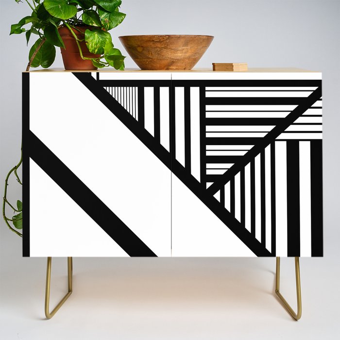 Triangle stripes - Black and White Credenza