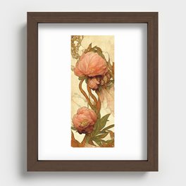 Coral Charm - Art Nouveau Style Peony Floral Recessed Framed Print