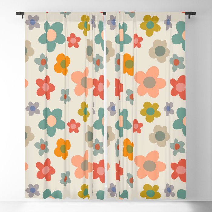 Flower Power Floral | Retro 60s 70s Blackout Curtain