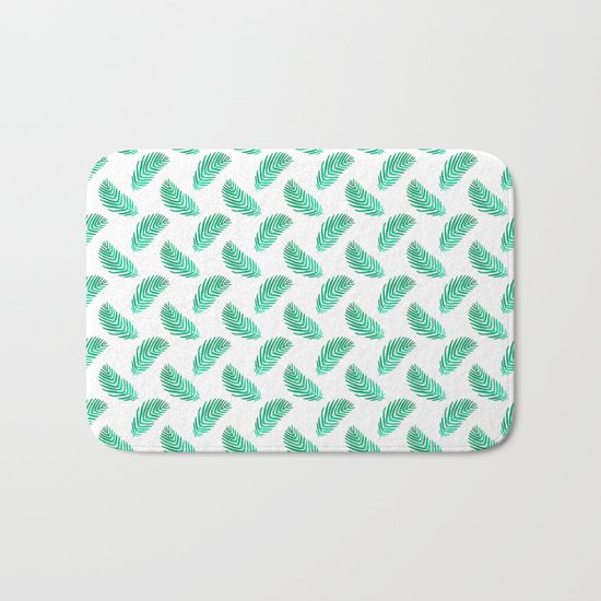 Palm frond tropical vacation green white house plant gender neutral natural organic garden island Bath Mat