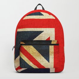 Vintage Union Jack British Flag Backpack | Graphite, Graphicdesign, Grungy, Pattern, Acrylic, English, Red, Country, Ukflag, England 