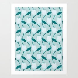 Tulip pattern in mint green Art Print