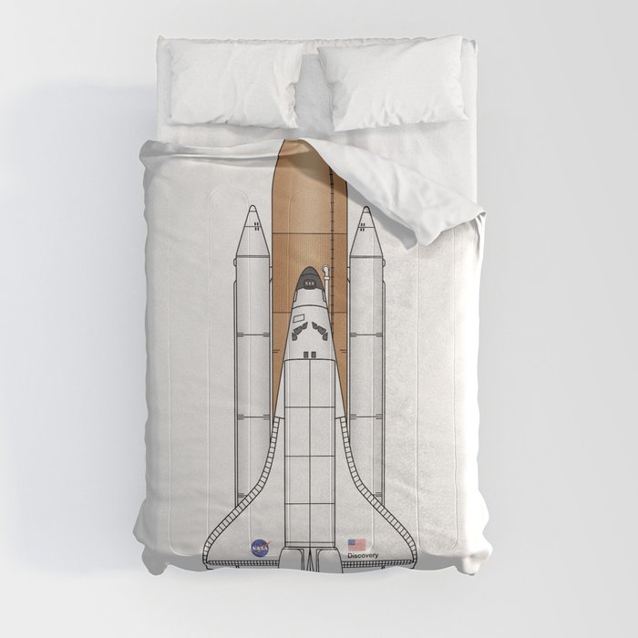 NASA Space Shuttle Blueprint in High Resolution (white)  Comforter