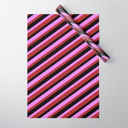 [ Thumbnail: Violet, Red & Black Colored Lines/Stripes Pattern Wrapping Paper ]