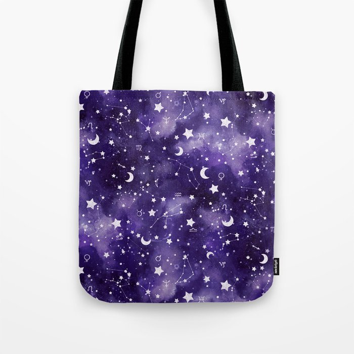Zodiac Watercolor Ultraviolet Tote Bag