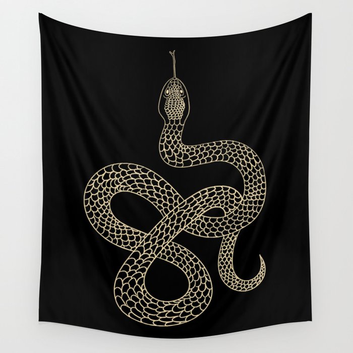 Vintage line snake Wall Tapestry