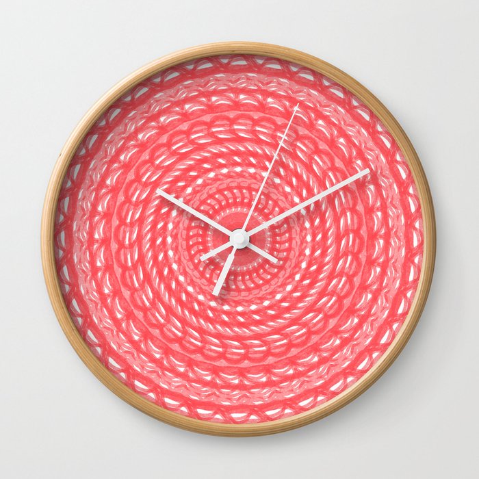 Pink Denim Mandala Wall Clock
