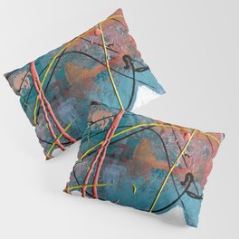 Everyday Magic: a neon abstract painting in blue pink and green by Alyssa Hamilton Art Pillow Sham