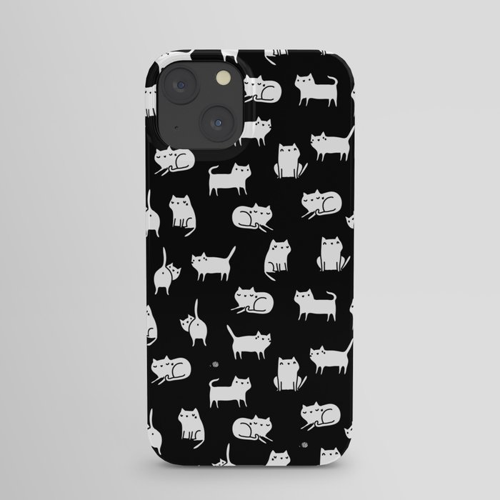 White cats on black iPhone Case