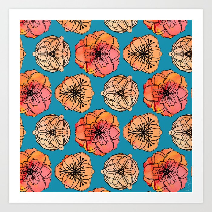 Orange jasmines Art Print