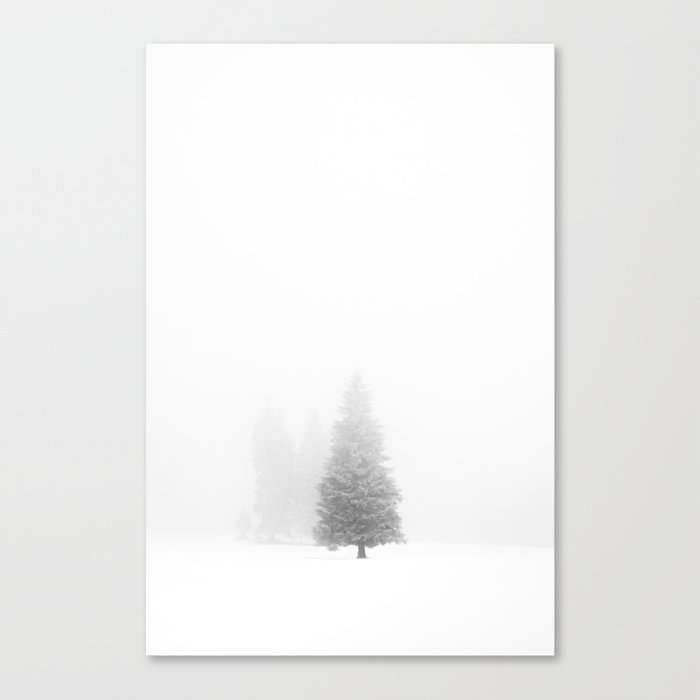 Minimalist Winter Landscape Pine Tree Canvas Print