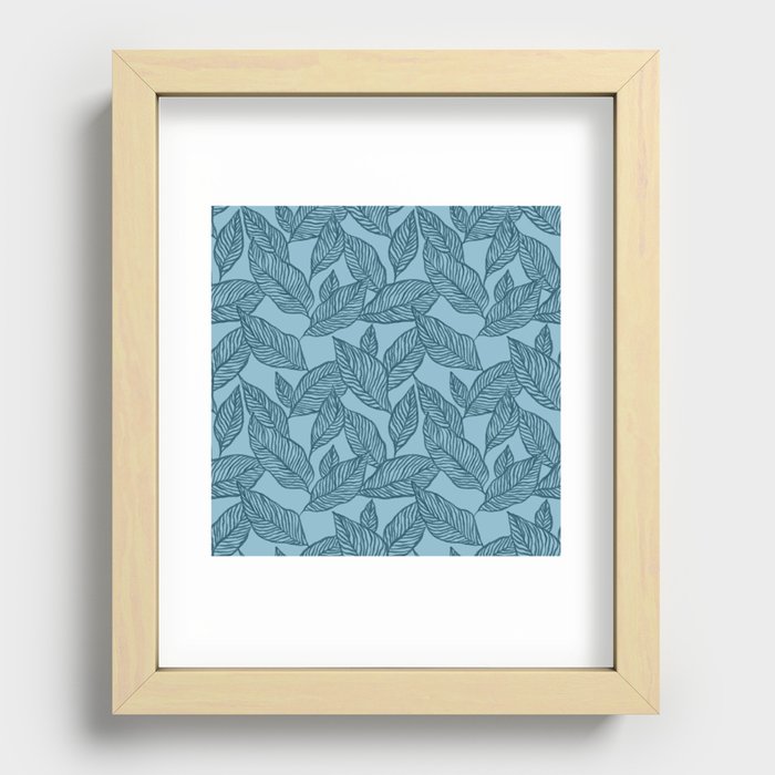 blue leaf Recessed Framed Print