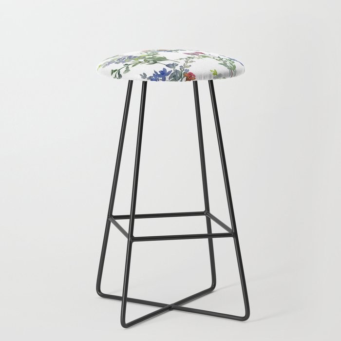 Hand Painted Watercolor Field Flowers Pattern | Pretty and Wild Bar Stool