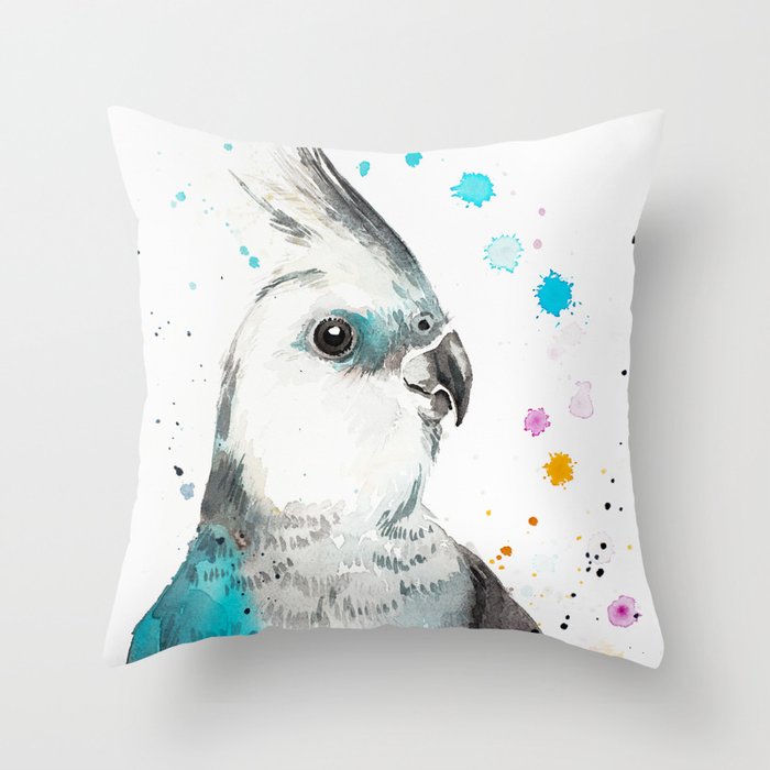 Cockatiel parrot Throw Pillow
