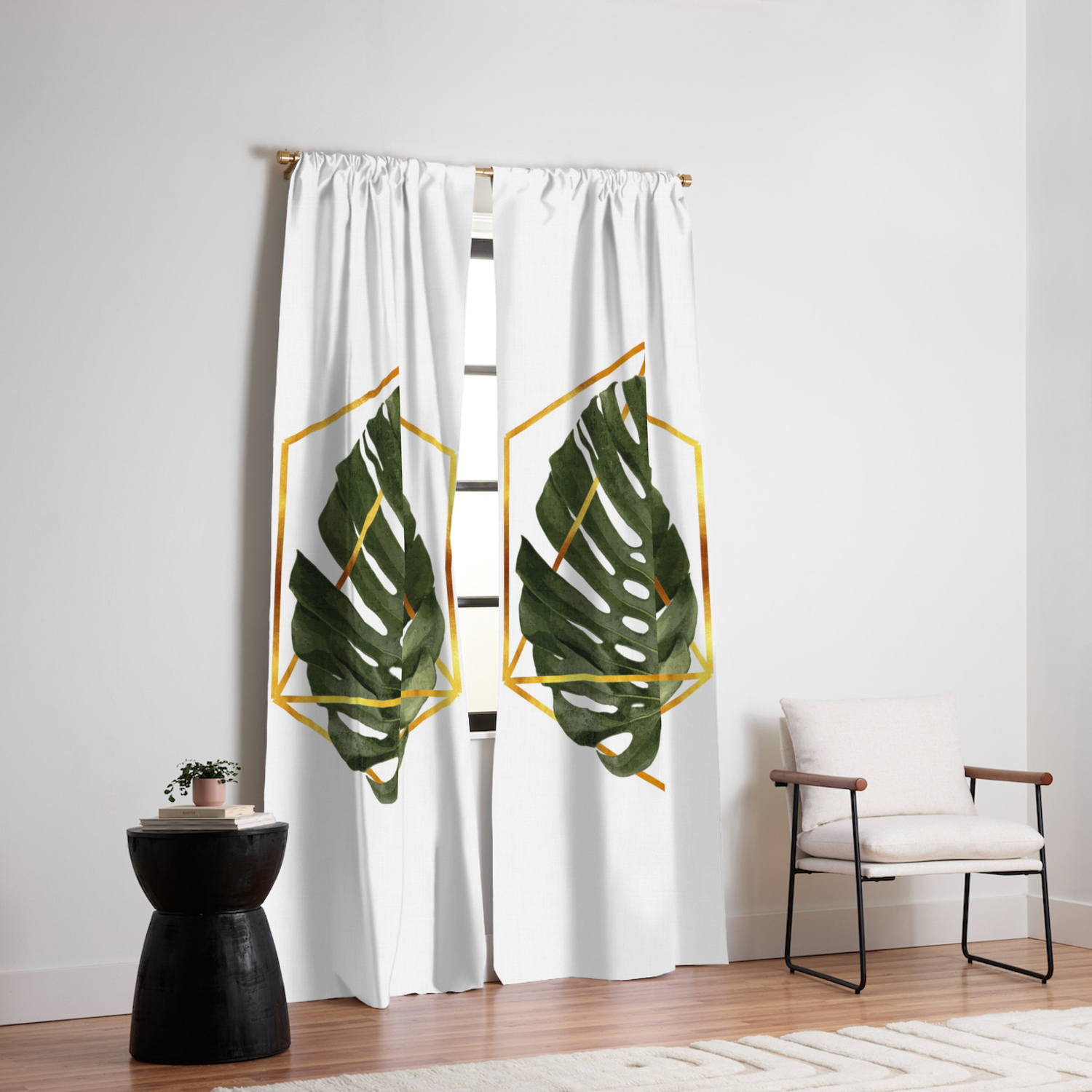 Monstera Leaf Pattern Tropical Leaf Pattern Green Gold