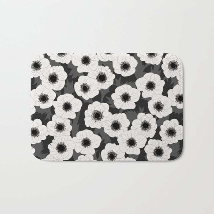 Black Anemones Bath Mat