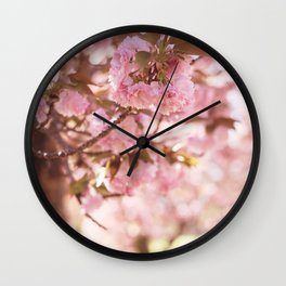 Pink Cherry Blossoms Wall Clock