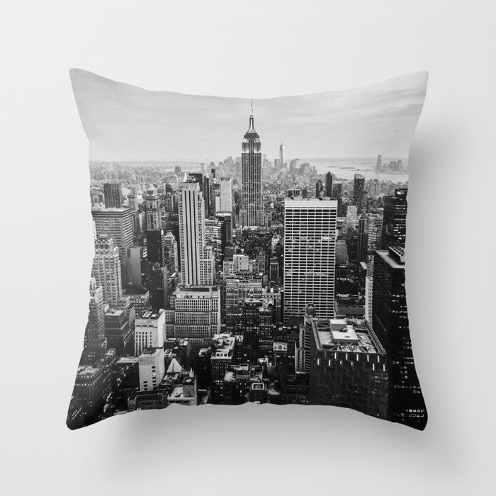 Black & White NYC Skyline Throw Pillow