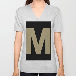 Letter M (Sand & Black) V Neck T Shirt