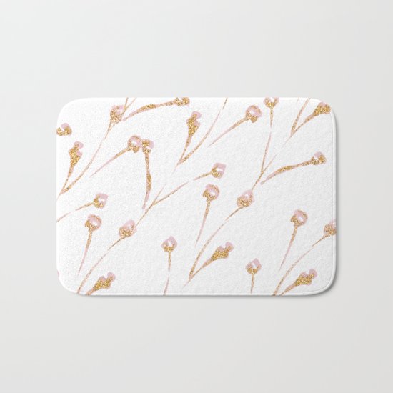 Delicate Blossom Pink + Gold Glitter Bath Mat