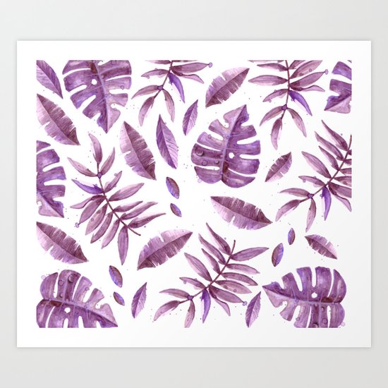 Purple Fern Leaves #cadineradesign Art Print