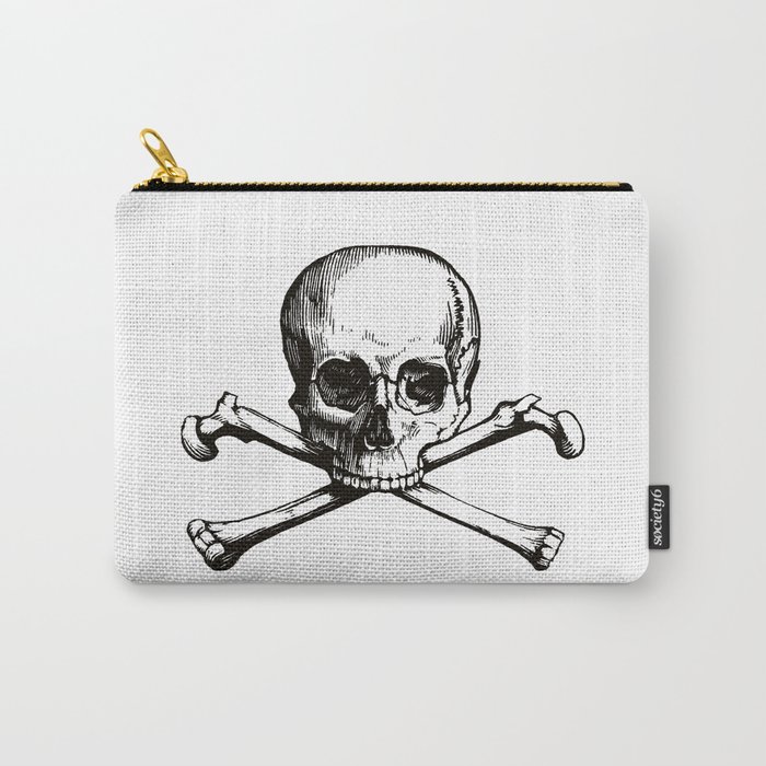 Skull and Crossbones | Jolly Roger | Pirate Flag | Black and White | Carry-All Pouch