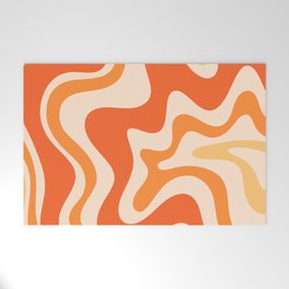 Tangerine Liquid Swirl Retro Abstract Pattern Welcome Mat