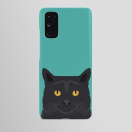 Cat head black cat peeking gifts for cat lovers pet portraits Android Case