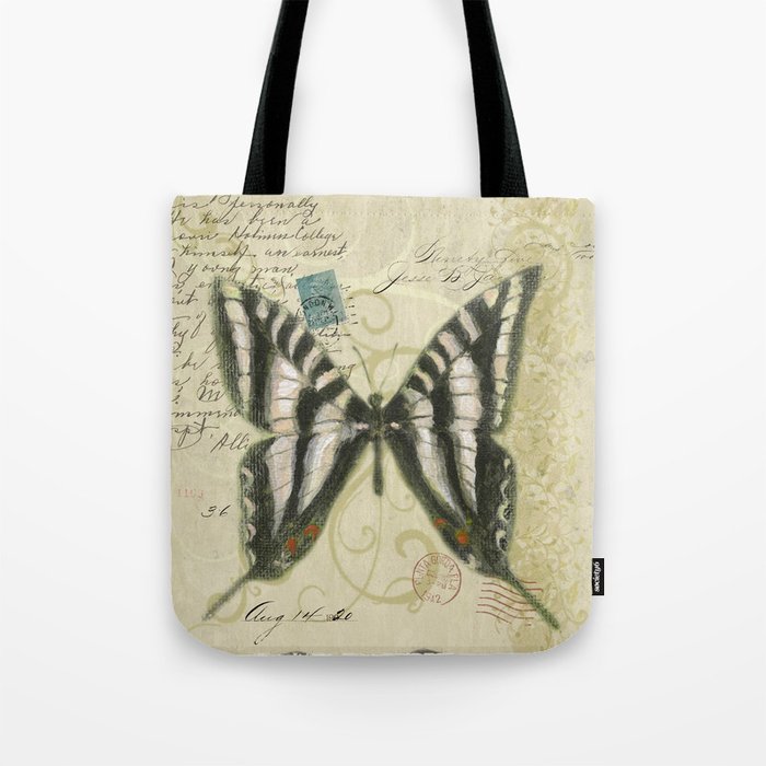 Zebra Butterfly Tote Bag