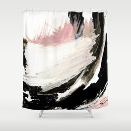 Crash: an abstract mixed media piece in black white and pink Shower Curtain