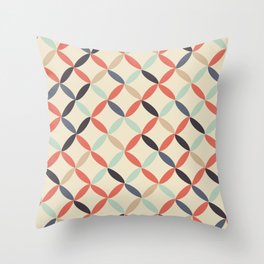 Retro mid century colorful flower of life 1 Throw Pillow