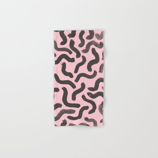 Paint Strokes - Black On Pink Hand & Bath Towel