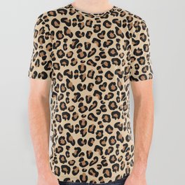 Leopard Print, Black, Brown, Rust and Tan All Over Graphic Tee
