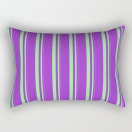 [ Thumbnail: Light Green & Dark Orchid Colored Stripes/Lines Pattern Rectangular Pillow ]