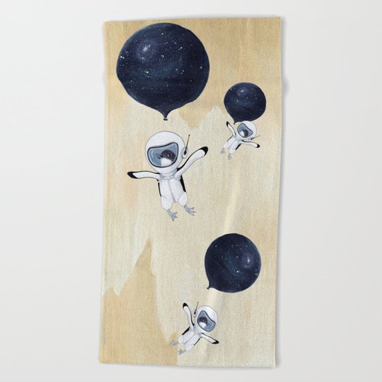 Penguin fly Beach Towel